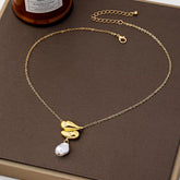 Synthetic Pearl 18K Gold-Plated Alloy Necklace OutfitFlow